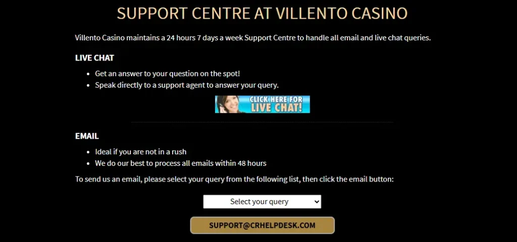 Casino Villento Customer Support